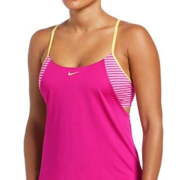 Nike Micro-Stripe Layered Tankini Top, Choose Sz/Color - Picture 3 of 4